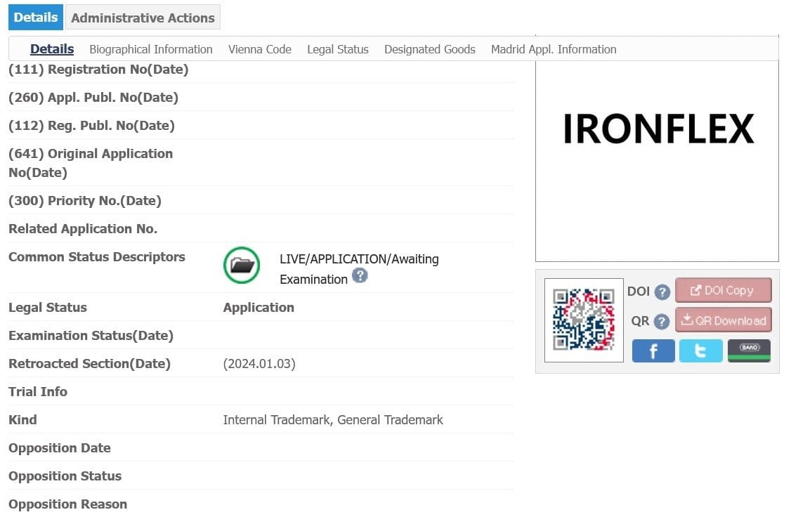 Samsung files in Korea to trademark the name Ironflex - Samsung to use "Ironflex" technology to improve durability of the internal screens on its foldables